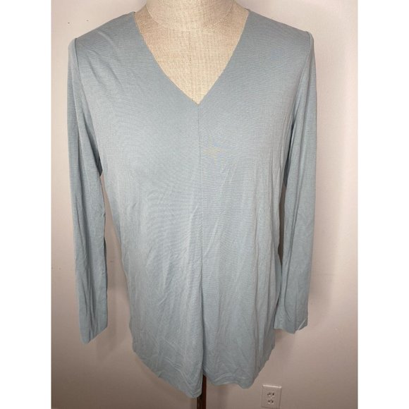 Soft Surroundings Tops - New Soft Surroundings Womens Shirt Green Tunic Top Sz M Long Sleeve Raw Hem
